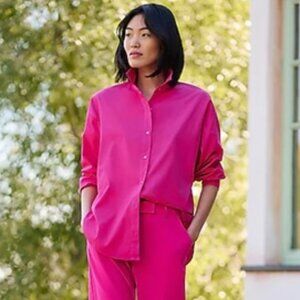 NWT Express Portofino Boyfriend Neon Pink Oversized Button Up Shirt Size XL